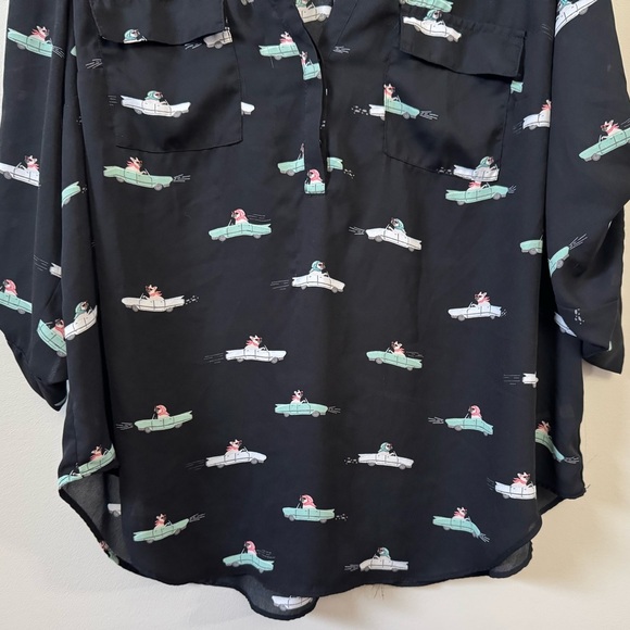 Torrid black frenchies Harper georgette novelty pullover 3/4 sleeve blouse - Picture 4 of 7